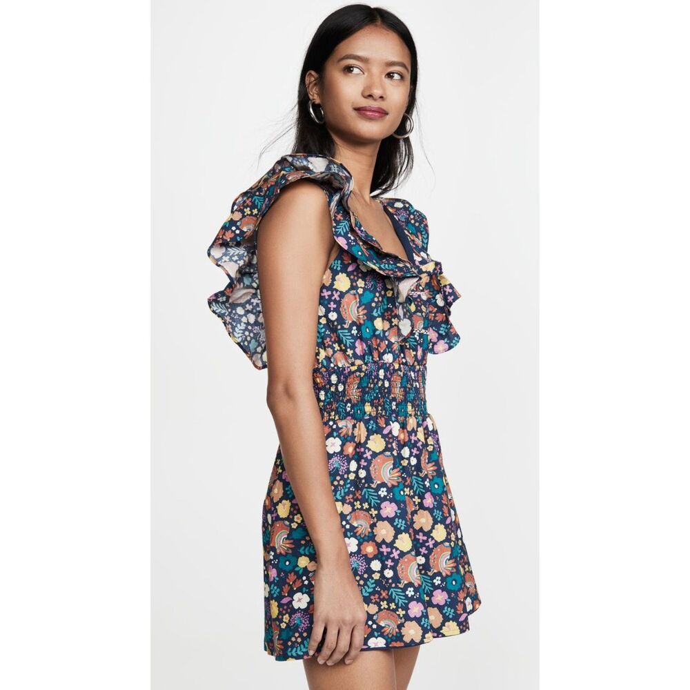 Playa Lucila Ruffled Floral Smocked Dress - M